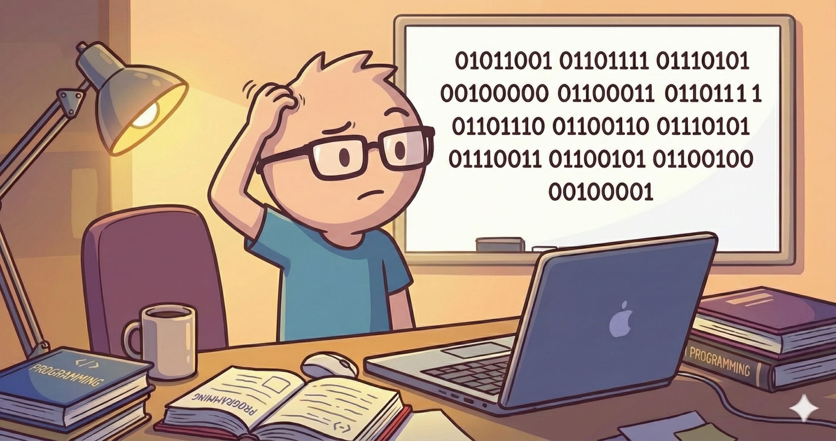 Ilustrasi robot bingung melihat kode isyarat lampu yang nyala-mati