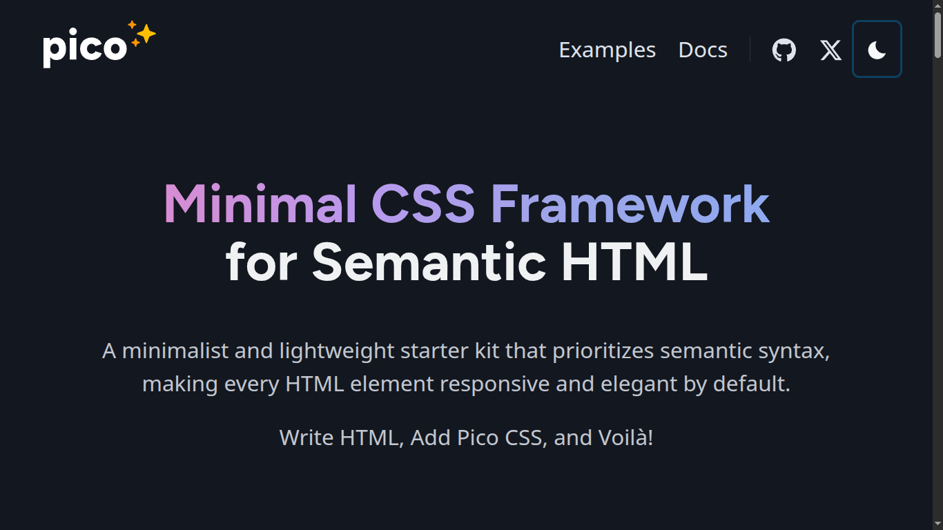 Screenshot website Pico CSS